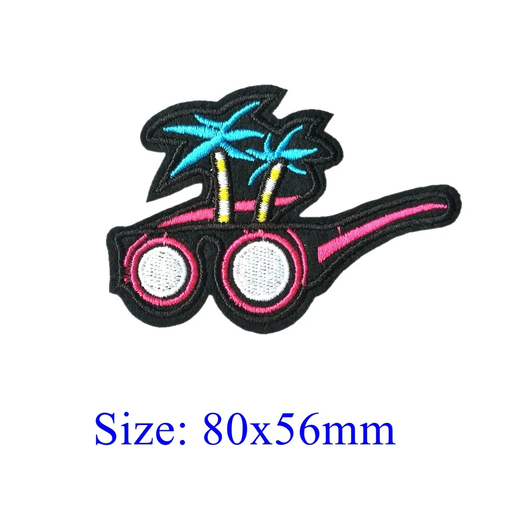 New Glasses Patches Summer Embroidered Coconut Tree Patch Iron On Motifs Clothing Bag Appliques