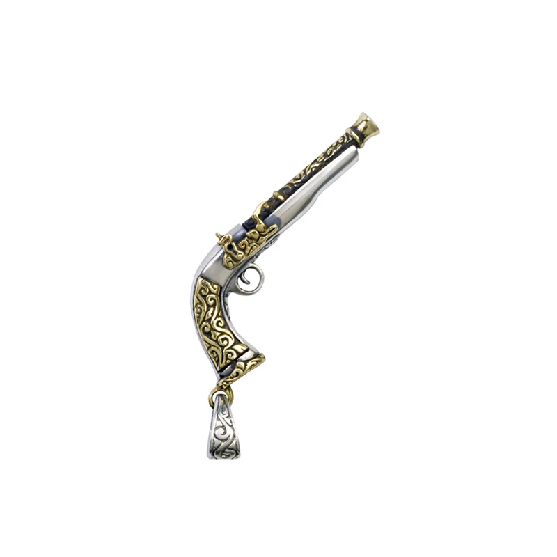 Чистый 925 пробы Серебряные ювелирные изделия Gun Подвески Панк Подвески для Для мужчин и Для женщин тайский серебряный Цепочки и ожерелья цепь прекрасный подарок 1290