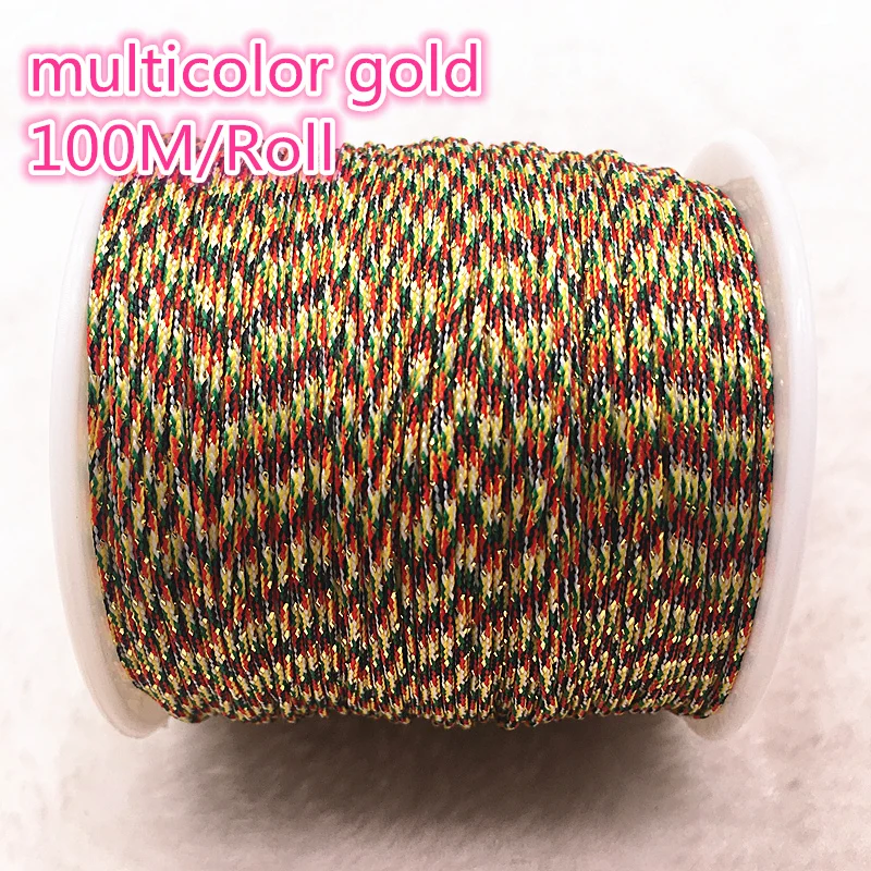 100 м/рулон 0,8 мм многоцветный золотой нейлоновый шнур, китайский узел, шнур макраме, браслет, плетеные струнные поделки из бисера, нить# 00N