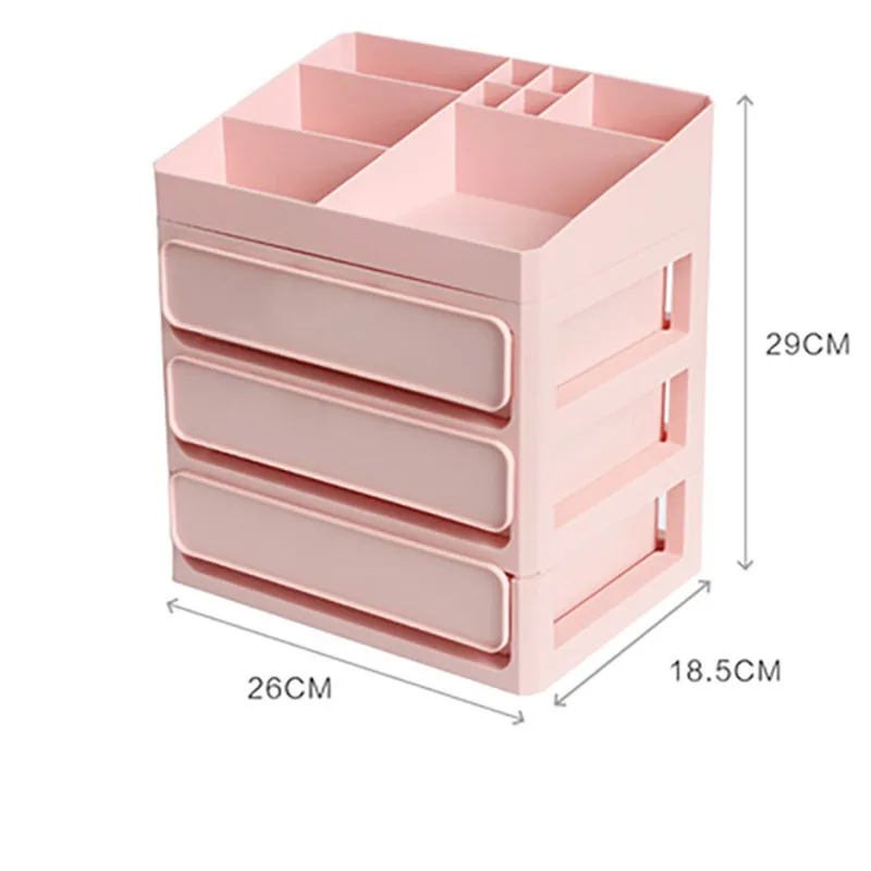 Новая косметическая с выдвижным органайзером для макияжа мульти Слои Макияж Ящик Контейнер для хранения ногтей шкатулка Настольный держатель для мелочей футляр для хранения - Цвет: Pink 4 Layer