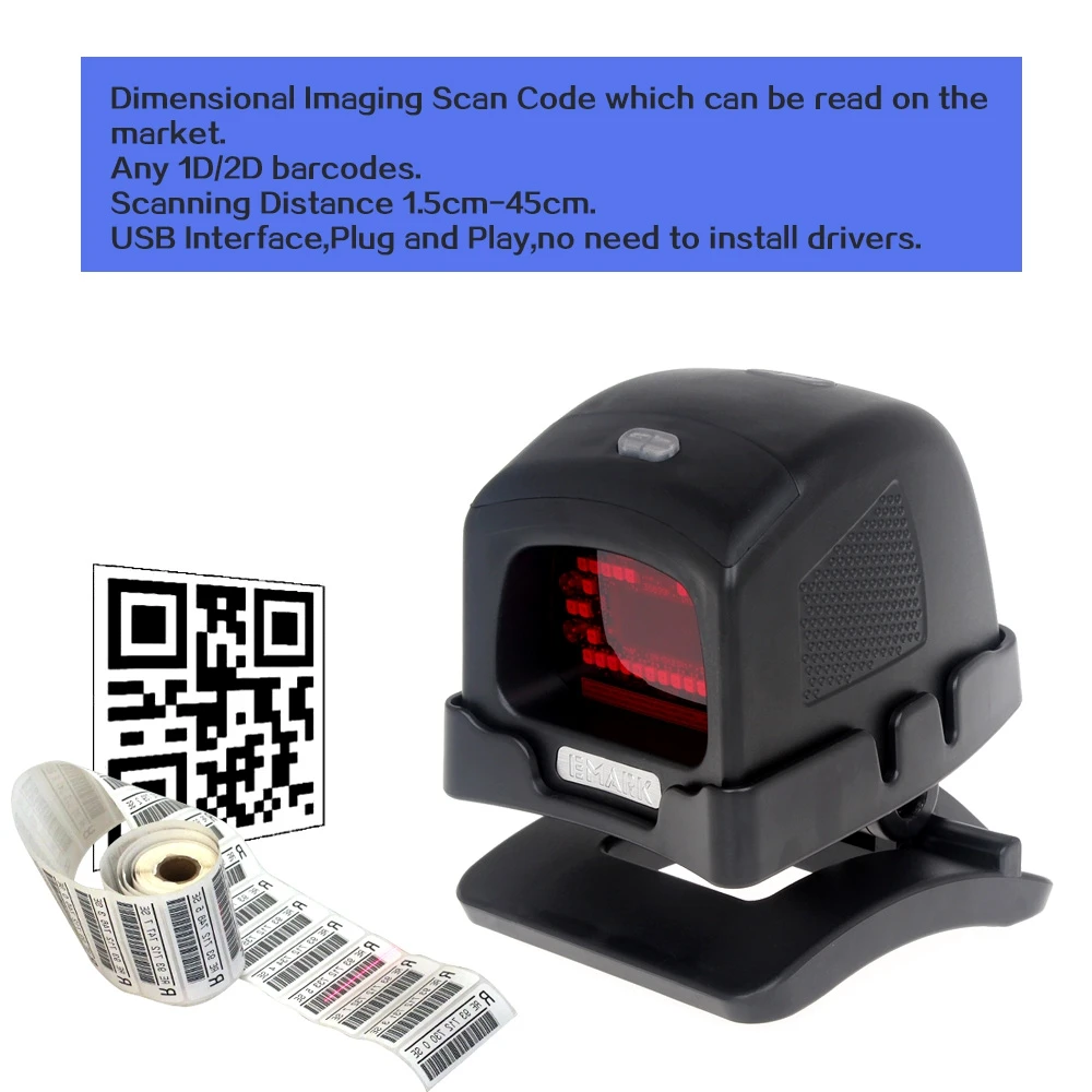احادي 1D/2D CCD صورة ليزر ماسح الباركود لسوبر ماركت USB POS قارئ باركود فحص السيارات