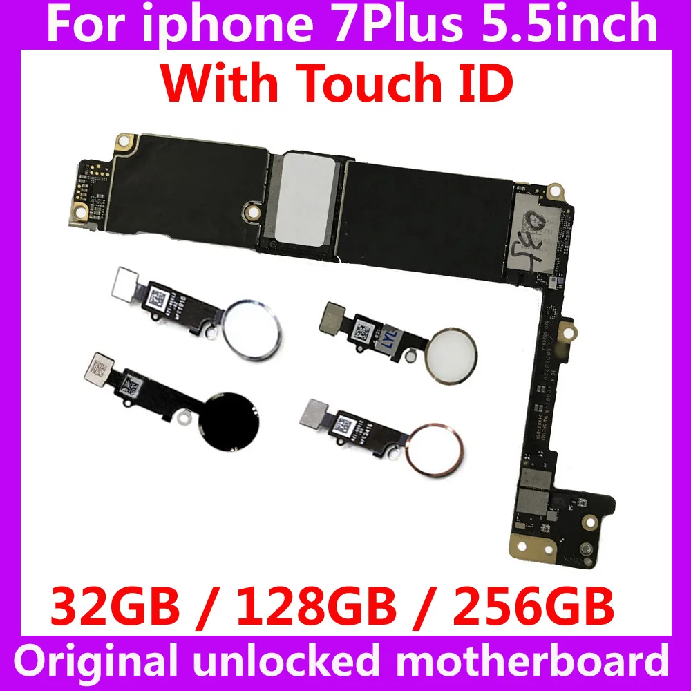 

Original IOS system logic board for iphone 7Plus 7 Plus With / Without Touch ID unlocked motherboard 32GB 128GB 256GB mainboard