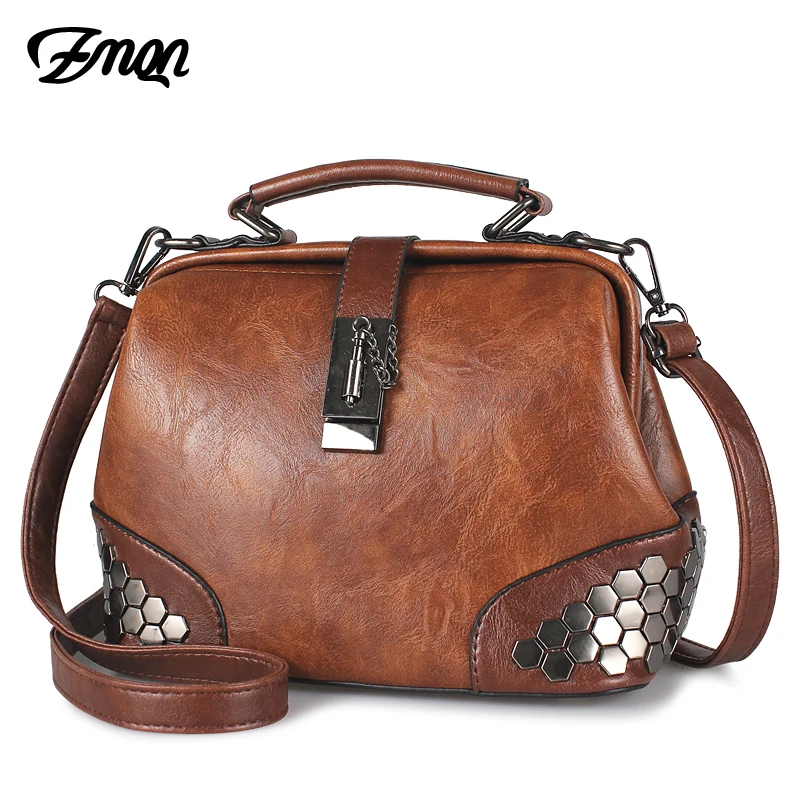 ZMQN حقائب للنساء حقيبة كتف الإناث 2019 خمر رخيصة المرأة حقيبة يد سيدة صغيرة Crossbody حقائب جلدية برشام الطبيب حقيبة C229