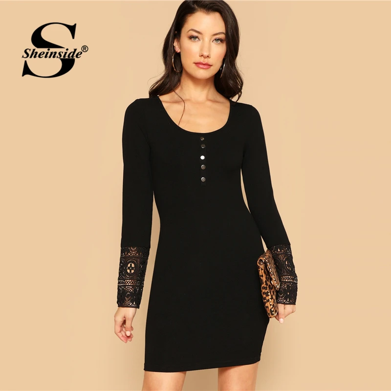 black square neck scuba contrast bodycon dress Black square neck scuba contrast bodycon dress the decades