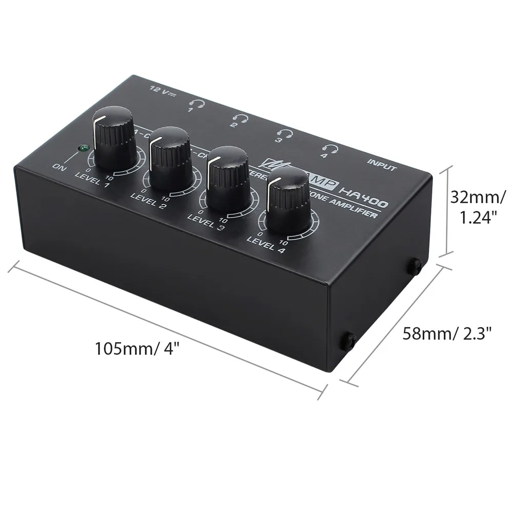 PROZOR 4 Channels Headphone Audio Stereo Amplifier Ultra compact Amplifier AMP With 6 35mm to 3 5mm Adapter 1 4 TRS Connector