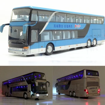 

3 Types 1 Pcs High Quality 1:43 Alloy Pull Back Bus Model Simitation Double Sightseeing Bus Flash Toy Vehicle Gift Children No.2