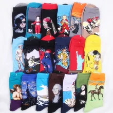 

Fashion Harajuku Art Cotton Crew Printed Women Men Socks short Van Gogh Novelty Funny Painting Character Pattern cute female