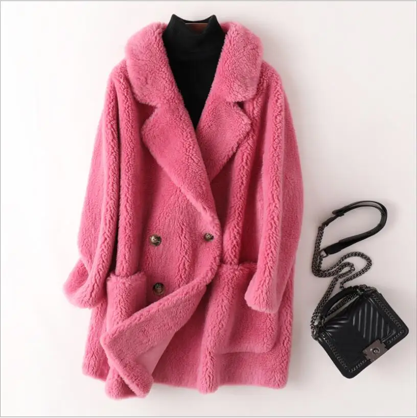 Женское пальто с мехом, новинка года, Свободное пальто с капюшоном, овечья шерсть, модное повседневное пальто с искусственным мехом - Цвет: 5