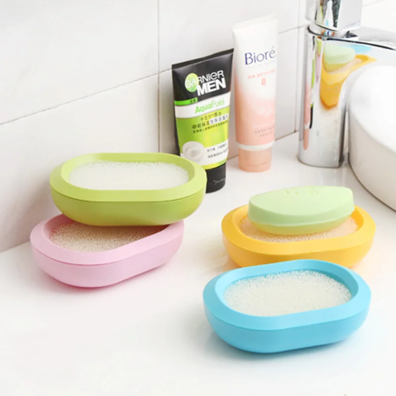 Multi function Candy Color Double Layers Sponge Aerobic Soap Holder