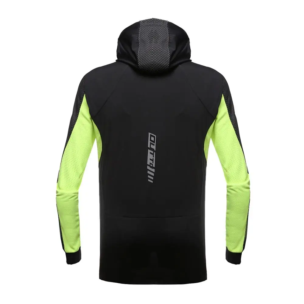 Goedkoop Outto mannen Winddicht Fietsen Jas met Kap Volledige Rits Waterdichte Windjack Lange Mouwen Winter Thermische Outdoor Sport Jas