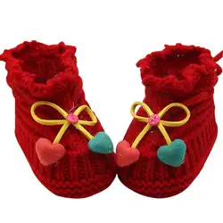 Обувь для младенцев младенческой крючком вязать Сапоги и ботинки для девочек и мальчиков Шерсть Зимние Обувь для младенцев Зимние теплые