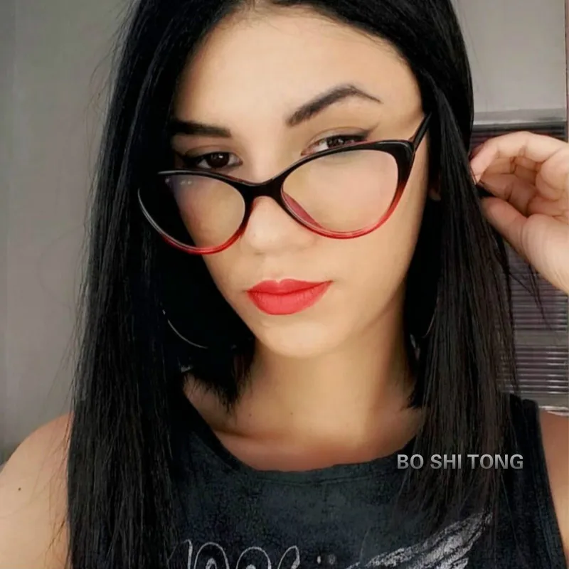 

2018 Spectacle frame cat eye Glasses frame clear lens Women brand Eyewear optical frames myopia nerd black purple eyeglasses