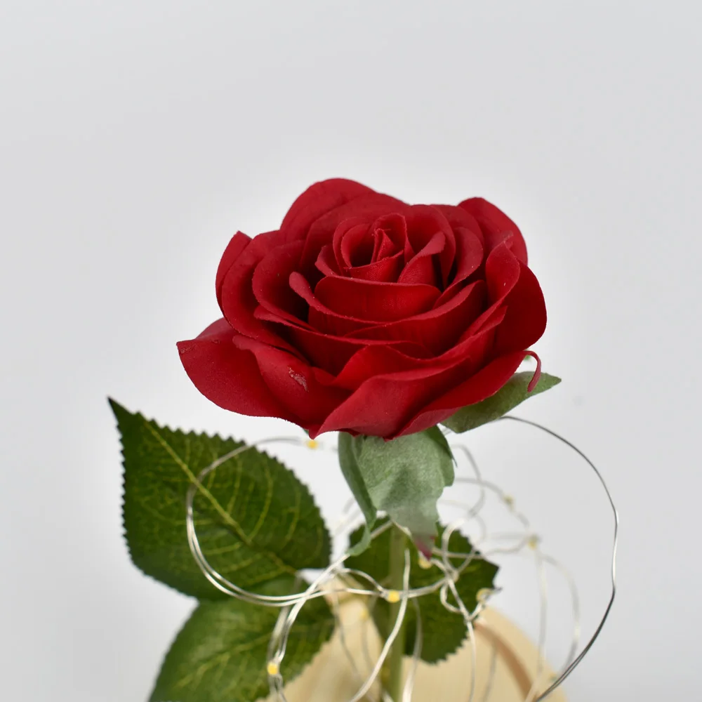 Искусственная красная роза с светодиодный светильник в Стекло купол Красота и с рисунком из мультфильма «Красавица и Чудовище» Роуз Forever для мамочек подарок на день рождения украшения