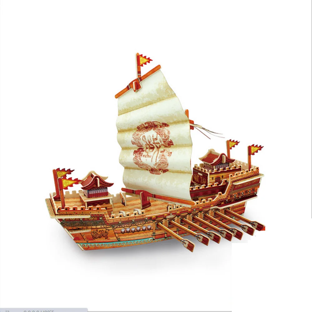 Wooden Model Kit Warship Abssembly 3D Chinese History ...