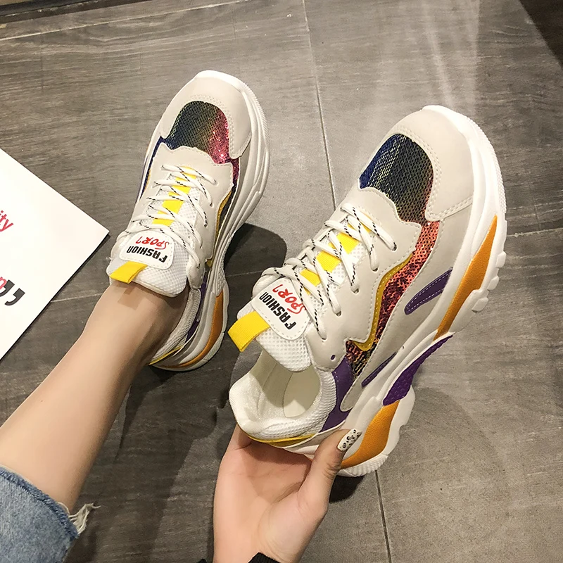 2019 Fashion Tenis Feminino Spring Autumn Shiny Fashion high top Women Sneakers Platform,Silver,35