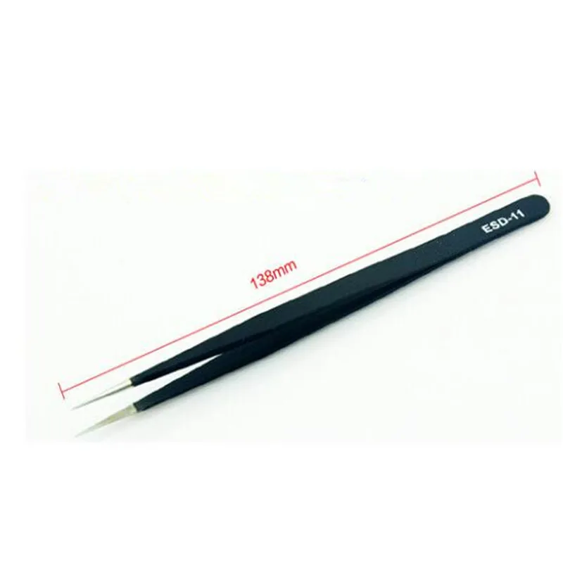 NEW 1PCS ESD-11 Antimagnetic acid tweezers high elastic stainless steel tip tweezers anti-static tweezers