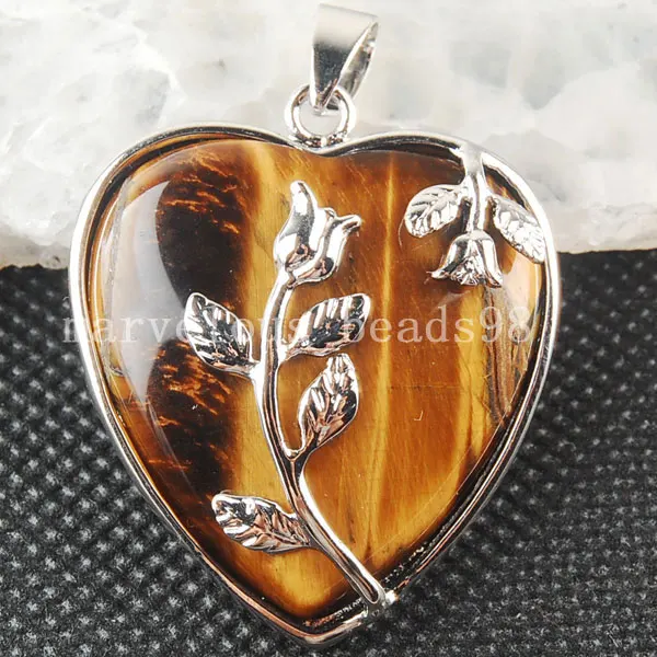 

Free Shipping Beautiful jewelry Smart Tiger's Eye Heart Pendant Bead MC3553