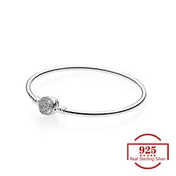 2019 925 пробы серебро Циркон круглая кнопка Браслет Модные ювелирные изделия подходит браслет с подвеской «сделай сам» для Для женщин