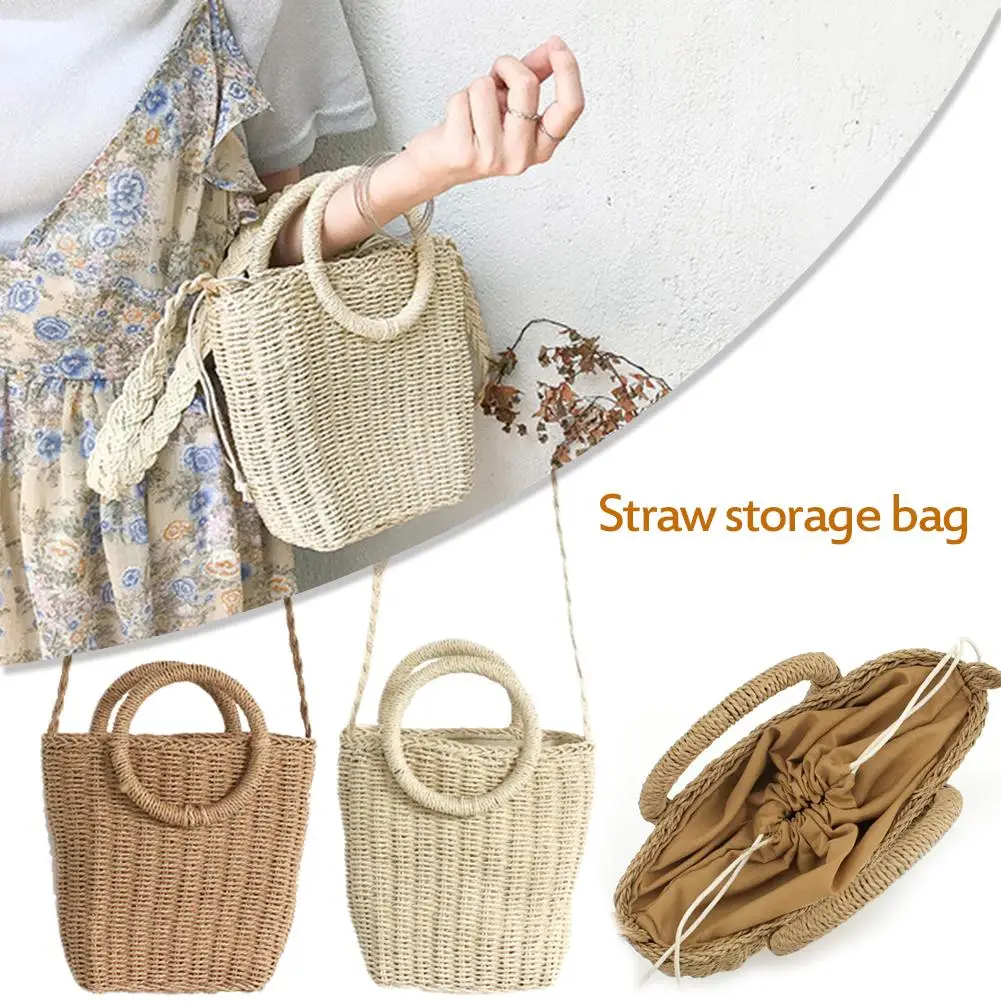 البوهيمي نمط المألوف اليدوية يد بسيطة الطبيعي القش حقيبة Crossbody المنسوجة حقيبة شاطئية للنساء العلامة التجارية جديد