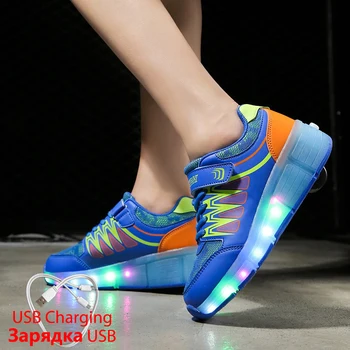 

Roller Skates Sneakers USB Charging Glowing Led Sneakers for Boy Kids Light Up Shoes Infant Led Slippers Luminous Sneakers
