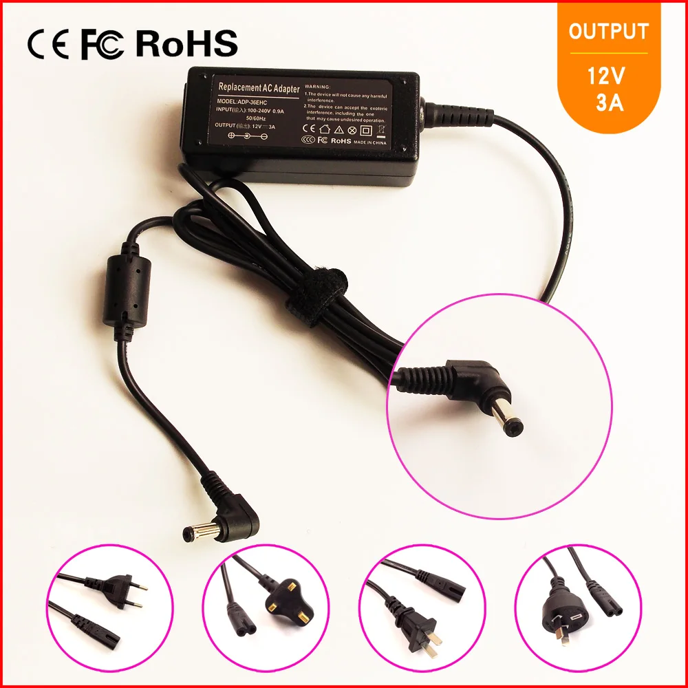 

12V 3A Laptop Ac Power Adapter Charger for ASUS Eee PC S101 S101H T101M T101MT T91 T91MT 90-OA00PW9100 ADP-36EH C EXA0801XA