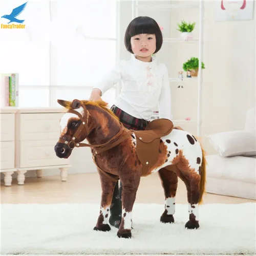 Fancytrader 32''  82cm Large Soft Stuffed Plush Simulated Animal War Horse Lifelike Toy, 3 Colors Great Gift for Kids FT50609 (2)