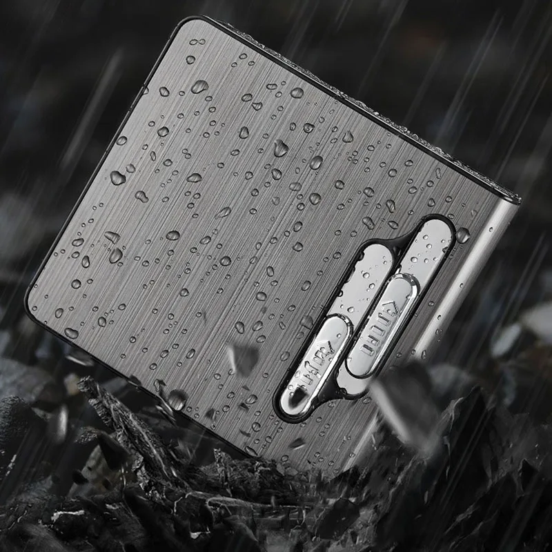  Portable USB Electronic Cigarette Case With Double Arc Lighter 20pcs Cigarette Box Holder USB Charg