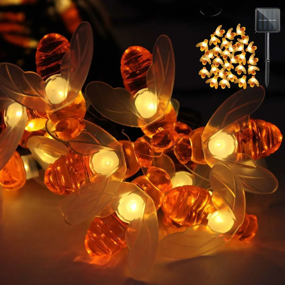

Outdoor Garden Solar String Fairy 20/30LED Honey Bee Lamp Creative Lights Decor Party Wedding Lamps Decor