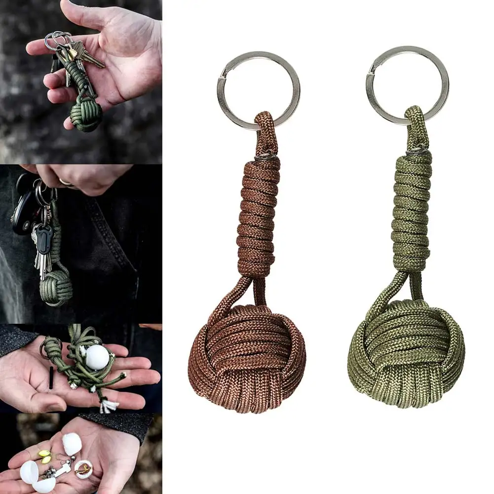 

Security Protection Fist Knot Ball Self Defense Outdoor Lanyard Survival Key Chain BB55