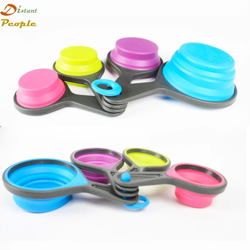 4Pcs/set Folding Food grade Measuring Cup Colorful Collapsible Spoon For Baking DIY Kitchen Tools | Дом и сад