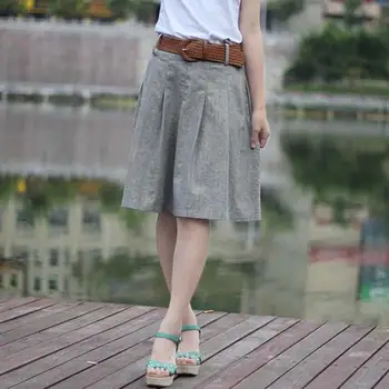

2020 Women Summer Autumn Skirt High Waist Pleated Skirt Elastic Waist Vintage Midi Skirt Skirts Women LY128