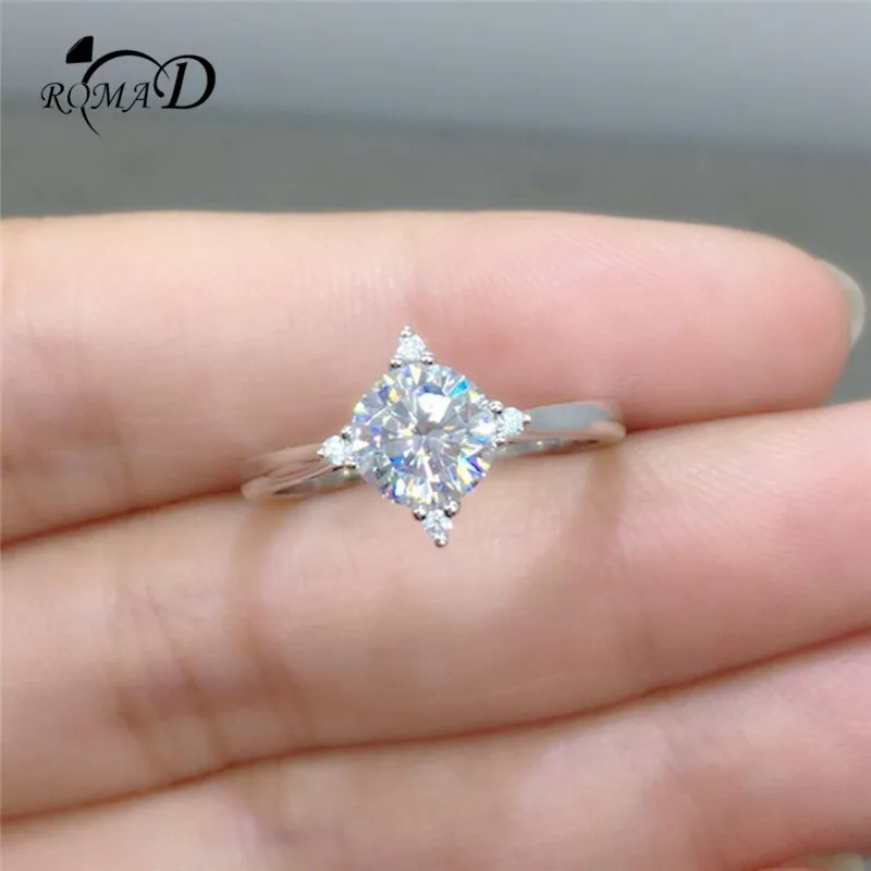 

ROMAD Dainty Engagement Ring for Women Silver Wedding Ring AAA CZ Crystal Finger Ring Fashion Simple Jewelry R4