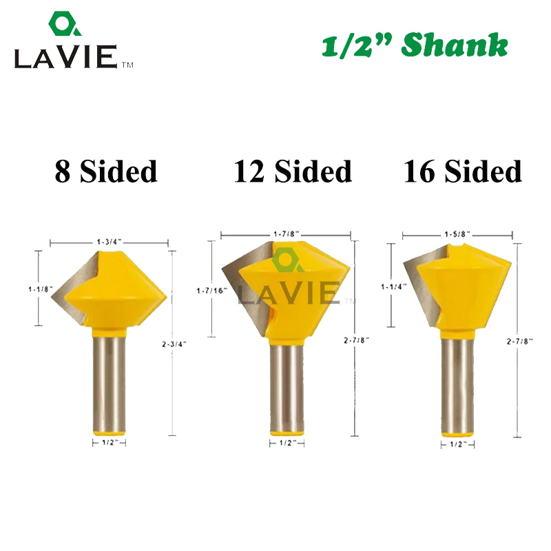 LA VIE 1 шт., 12 мм, 1/2 мм, 12,7 мм, многогранная фреза с клеевым соединением, 8 сторонних, 12 сторонних, 6 сторонних фреза, Деревообработка MC03036