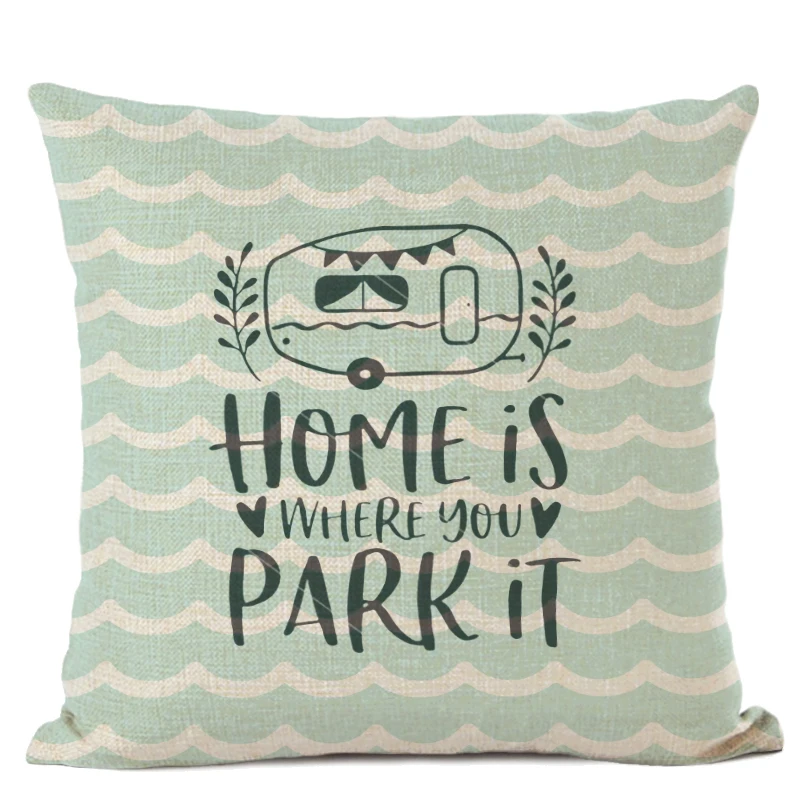 Happy Camper Cushion Cover Camping Days Decorative Pillows for Home Garden Pillow Cover Linen Gifts Cojines Decorativos Para Sof Happy Camper Cushion Cover Camping Days Decorative Pillows for Home Garden Pillow Cover Linen Gifts Cojines Decorativos Para Sof