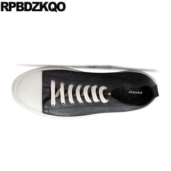 

Rubber Skate Real Leather Sneakers Men Shoes Casual High Top Hollow Out Trainers Black And White Luxury Quality Flats Breathable