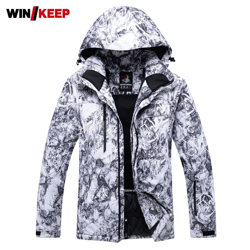 

Brand High Quality Mens Snowboard Skiing Jacket Printed Snow Warm Windproof Hoody Coat Outdoor Sportswear Snowboarding Overcoat