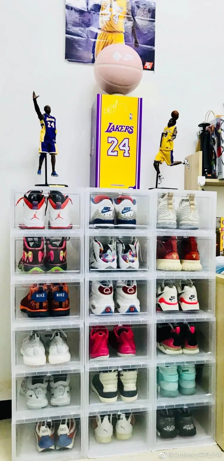 clear plastic shoe rack on 6pcs Set Large Drop Front Basketball Shoe Box Shoes Organizer Drawer Transparent Plastic Shoe Storage Box Display Wall Storage Boxes Bins Aliexpress