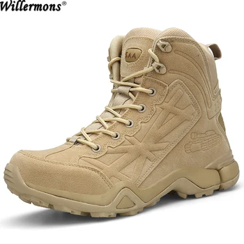

Desert Men's Outdoor Breathable Military Combat Short Ankle Work Boots Men Army Tactical Short Ankle Safety Boots Shoes
