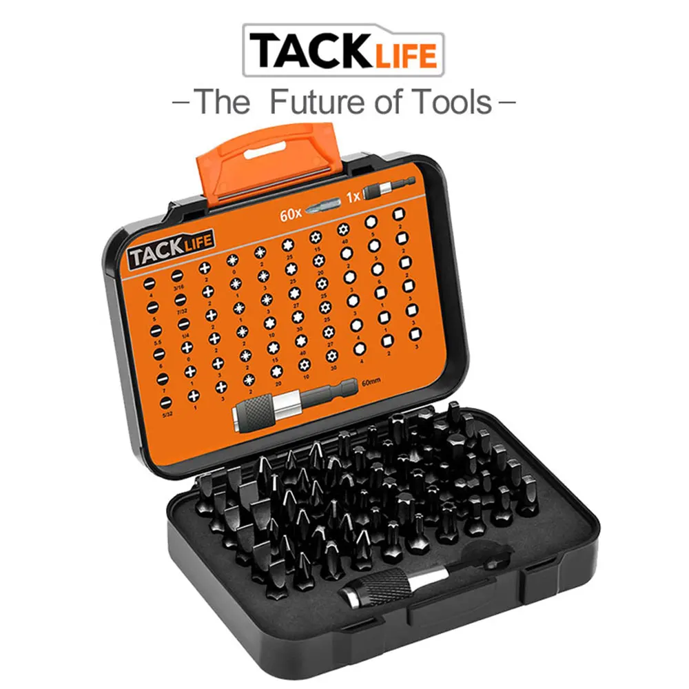 

Tacklife PSDB1A 61 in 1 Screwdriver Bit Set Precision Magnetic Driver Kit with 60 Multi-Size Screw Bits Home Hand Tool Sets