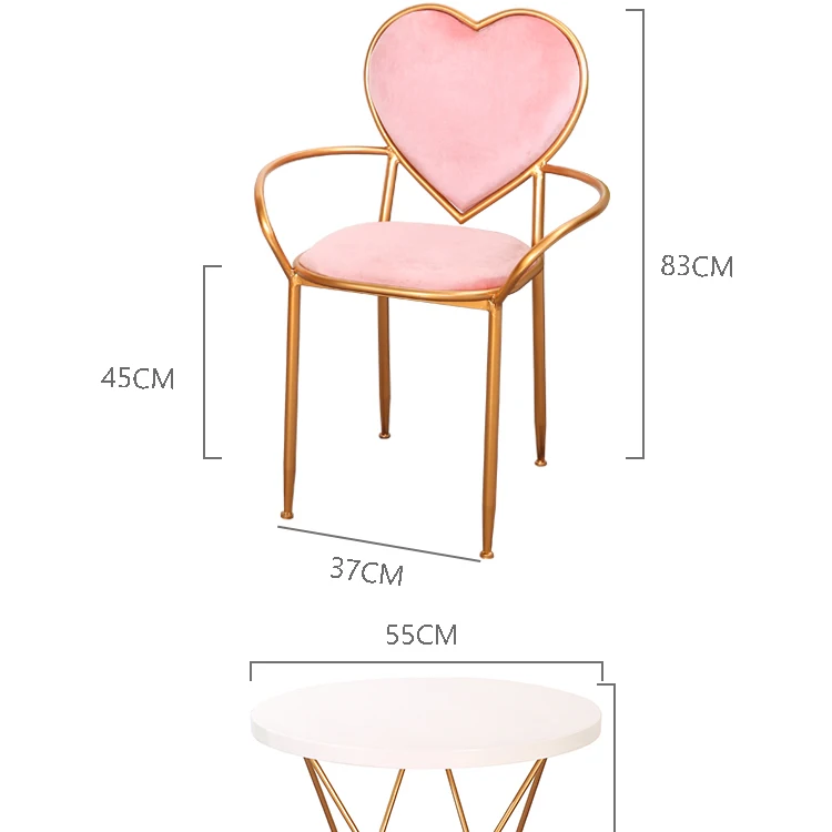 Ограниченная серия, современный стул Cadeiras Sillones, стул в форме сердца с подлокотником, железный комод, простой фланелевый металлический стул для отдыха