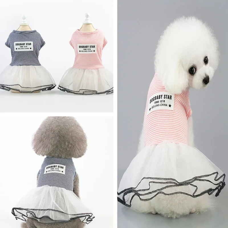 

Stripe Pet Dog Dress Spring Summer Pet Clothes Dresses for Small Dogs Chihuahua Shih Tzu Clothing Puppy Cat Skirt Roupa Cachorro