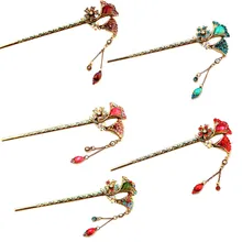 Для женщин ретро горный хрусталь лепесток Шпилька Мода Ленточки Tuck волосы расческой Вилы Стайлинг Аксессуары