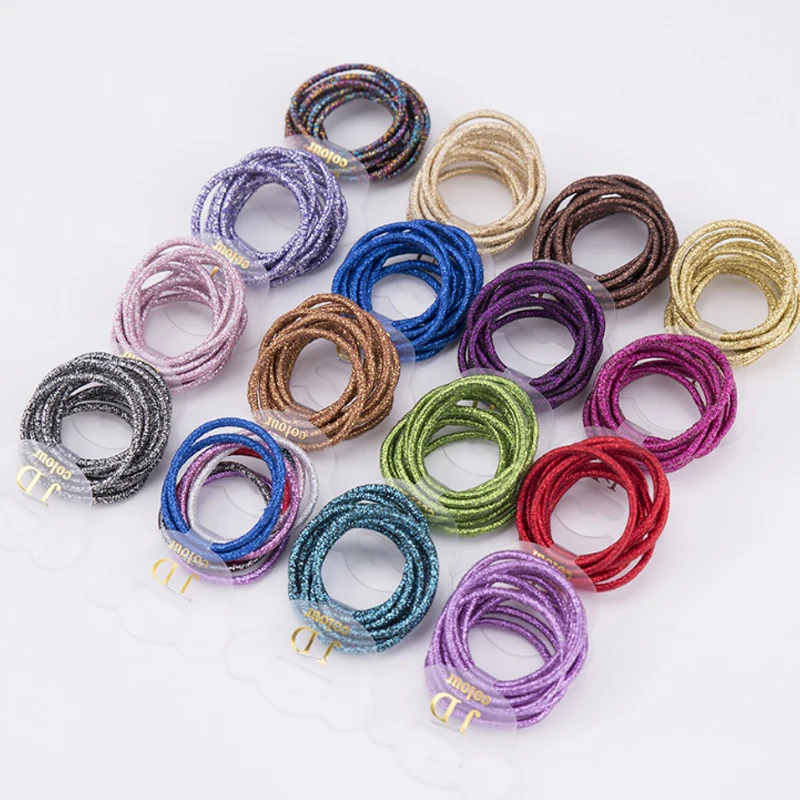 

High Elastic Hair Accessories 20Colors 10PCS/Pack Hair Rope Girls Glitter Elastic Hair Band Solid Korean Sale