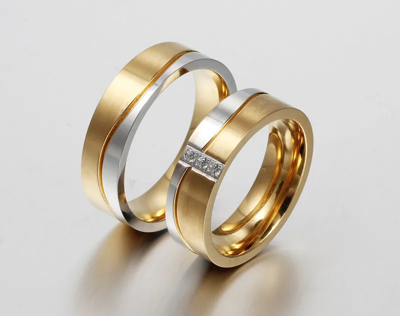 10 шт./лот обручальное кольцо из нержавеющей стали для пары золото-цвет обеспечить сочетание Размеры