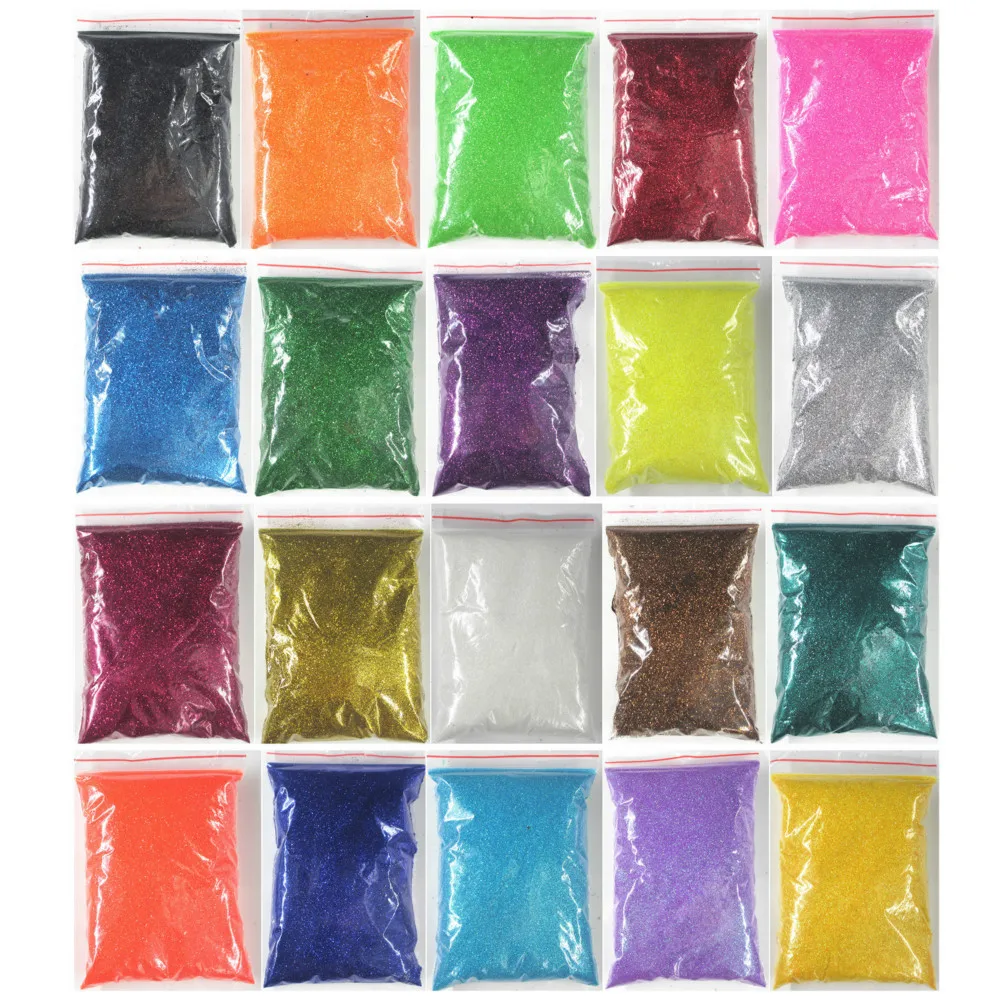 20 Colors Choice 100g Bulk Packs Extra Ultra Fine Nail Glitter Dust Powder Nails Art Tips Body Craf
