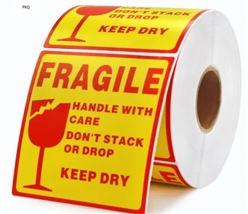 

Large 500pc/Roll 100x100mm Fragile Warning Label Sticker Fragile Sticker Up and Handle With Care Keep Dry Shipping Express Label