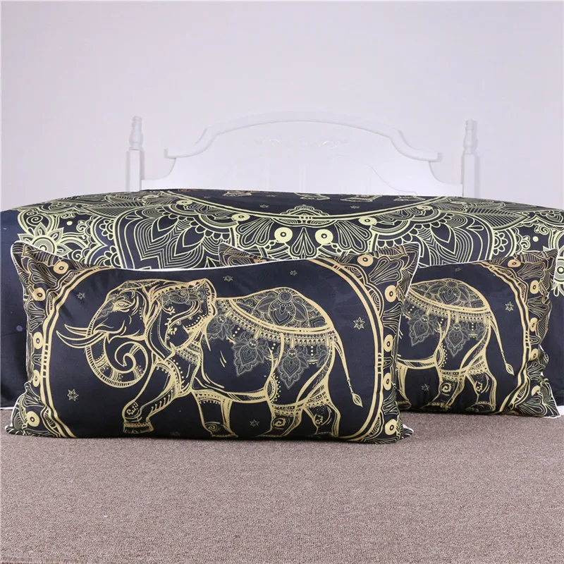 Blumen Paisley Muster Bettdecke Bettbezug Set Indisch Elefant Ethnisch 