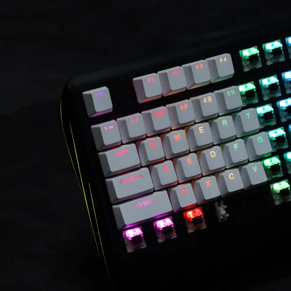 YMDK PBT Black White OEM Profile 108 Key Douhle Shot Shine Through Keycap For Corsair Logitech Razer Coolermaster