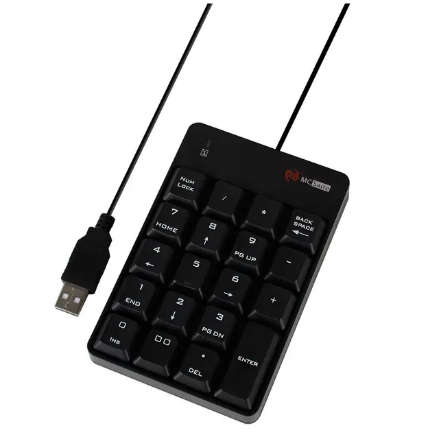 MCSAITE USB Numeric Keypad, MC-051 Mini Portable Full-Size 19 Keys Wired Number Pad Keyboard for PC Laptop Desktop (Black)