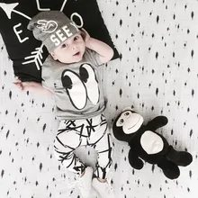 Г. Летний комплект одежды для новорожденных мальчиков, хлопковая футболка с короткими рукавами с героями мультфильмов+ штаны комплект из 2 предметов комплект одежды для маленьких мальчиков